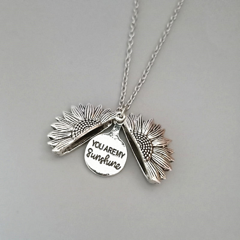 You Are My Sunshine Heartfelt Message Sunflower Necklace