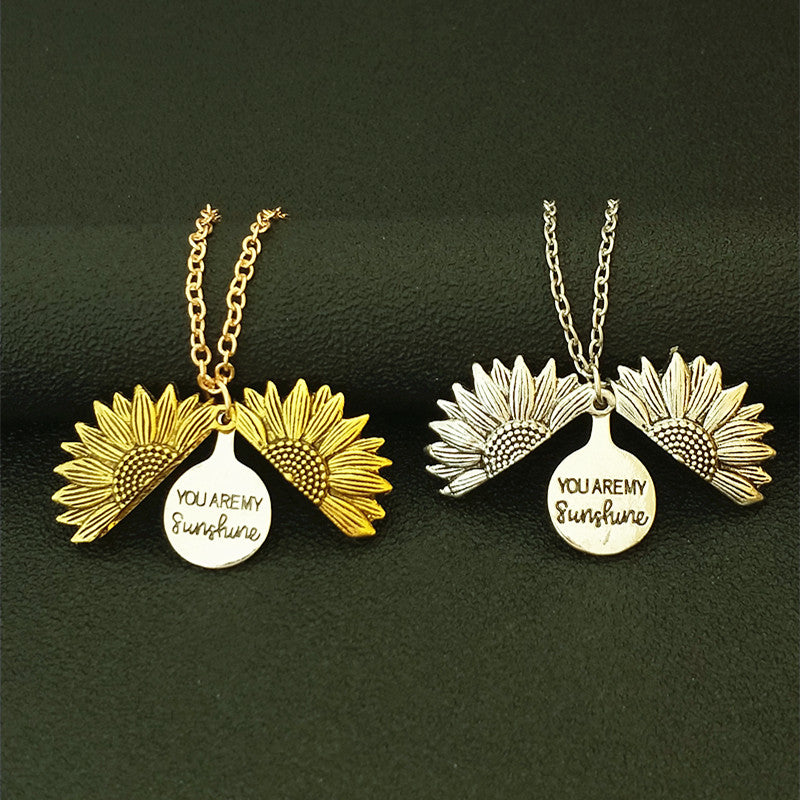 You Are My Sunshine Heartfelt Message Sunflower Necklace