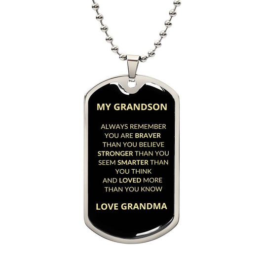 To My Grandson Love Grandma - Dog Tag Necklace