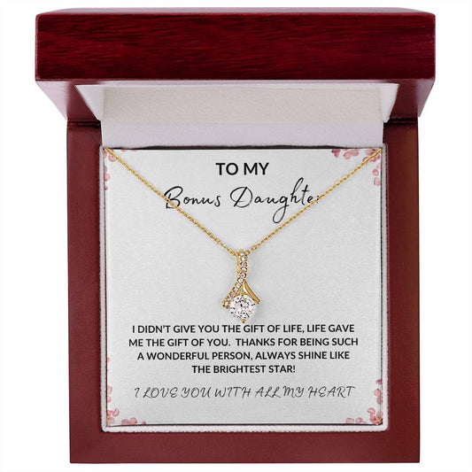 TO MY BONUS DAUGHTER - I LOVE YOU WITH ALL MY HEART - ALLURING BEAUTY NECKLACE