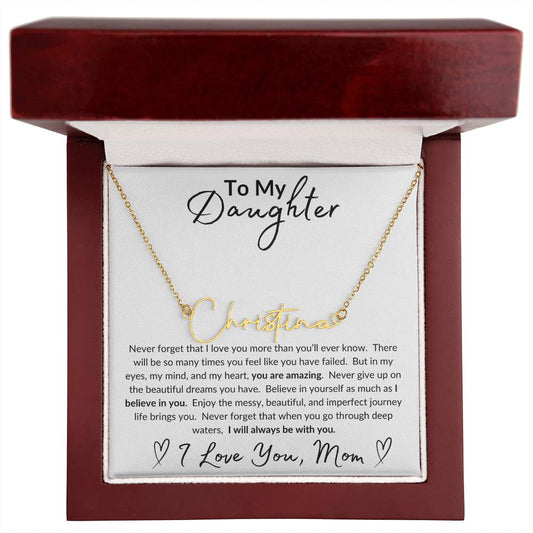 To My Daughter Personalized Name Necklace - Gift From Mom (W)